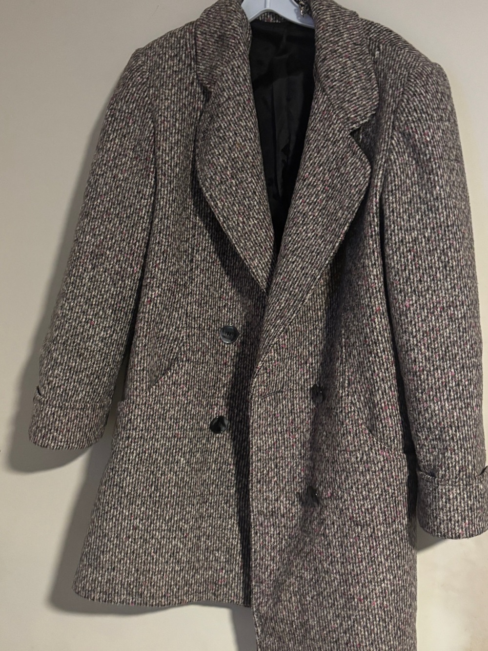 Double-Breasted Gray Tweed Women's Pea Coat